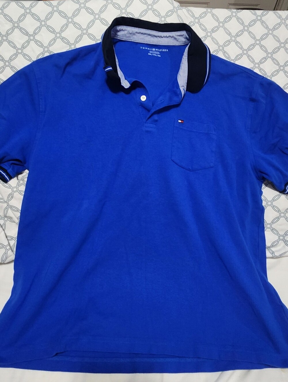 Tommy Hilfiger Royal Blue Polo with Contrast Black Collar